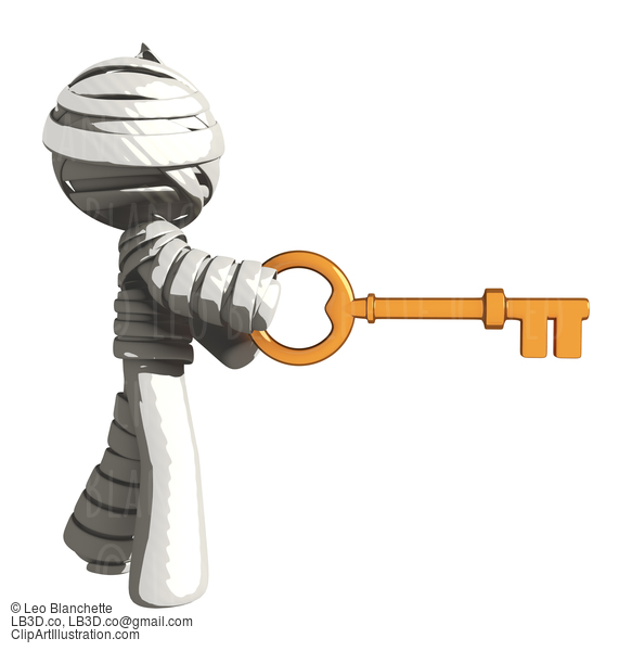 Mummy Or Personal Injury Concept Opening An Invisible Lock With Large Key #16334