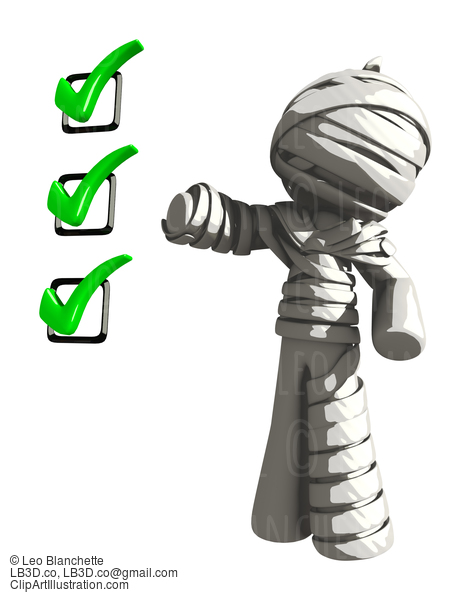 Mummy Or Personal Injury Concept Standing Beside Checklist #16335