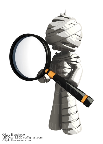 Mummy Or Personal Injury Concept Posing With Magnifying Glass #16345