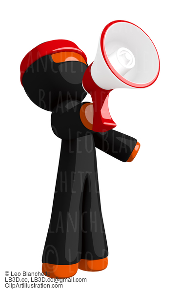 Orange Man Ninja Warrior Yelling Megaphone Or Bullhorn #16118