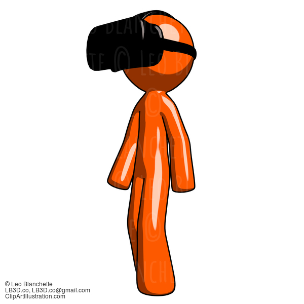 Virtual Reality Orange Man With Headset #16121