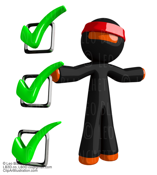 Orange Man Ninja Warrior With Large Checklist #16128