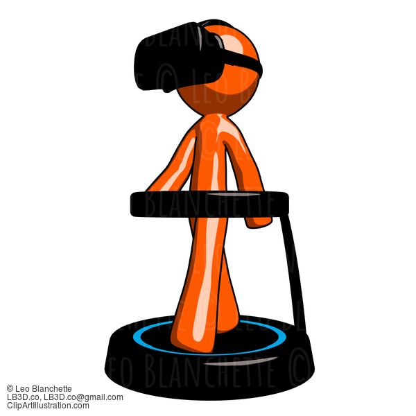 Virtual Reality Orange Man With Headset On Vr Treadmill #16134