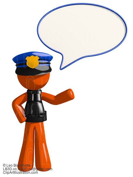 Orange Man Police Officer Word Bubble #16637