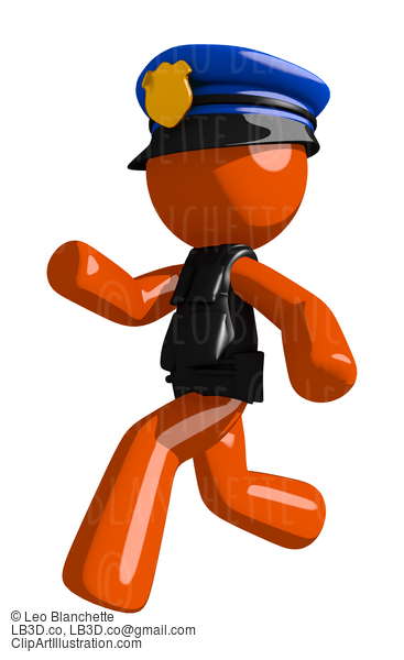 Orange Man Police Officer Running Or Chasing Or Escaping #16647