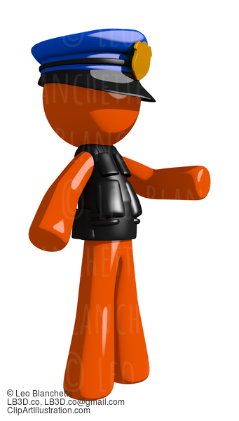 Orange Man Police Officer Gesturing Right #16662