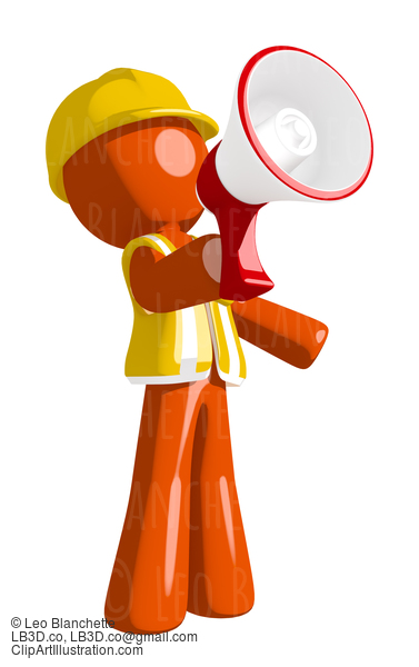 Orange Man Construction Worker  Speaking In Megaphone  Or Bullhorn #16255