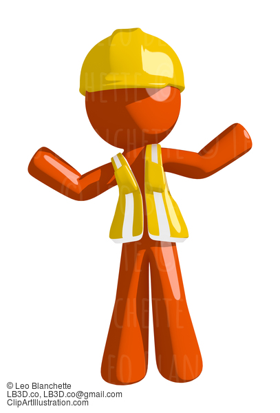 Orange Man Construction Worker  Apathetic Or Confused #16258