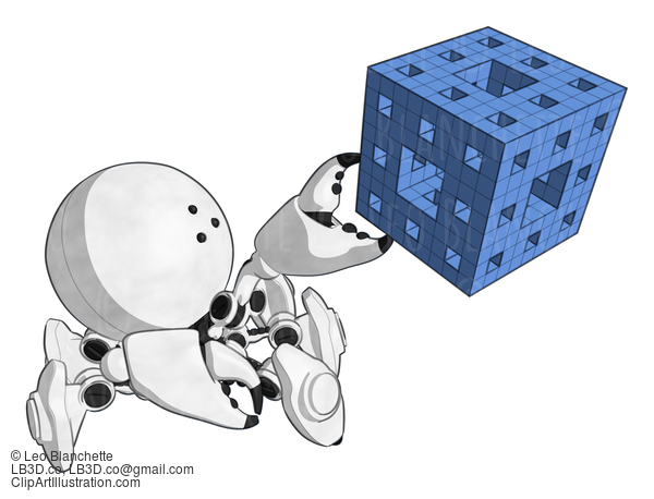 Robotics Mascot Crab Handing Over Freshly Assembled Cube Array #15882