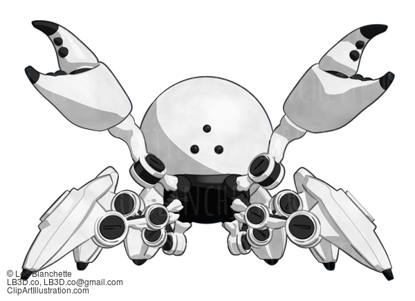 Robotics Mascot Crab Standing In Defense Pose With Claws In The Air Looking At The Viewer Or Camera. #15883