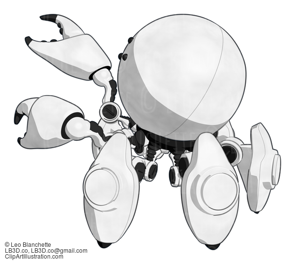 Robotics Mascot Crab Motioning With This Hands Or Interacting With Object To The Left Of Design Area. #15890