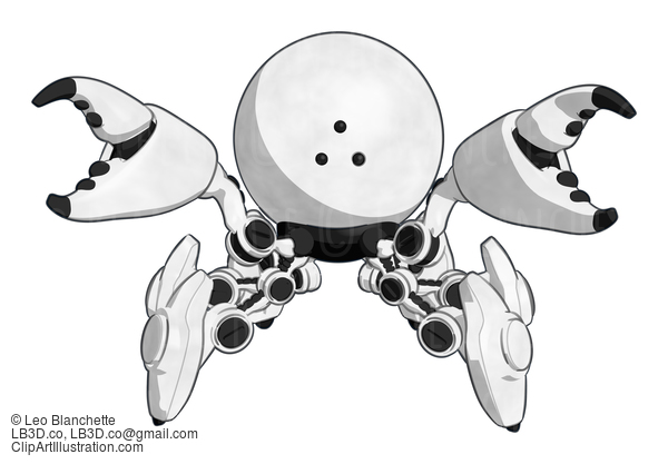 Robotics Mascot Crab Standing In A Front-Facing Defense Pose. #15893