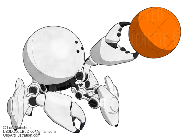 Robotics Mascot Crab Holding Or Throwing A Robotics Competition Ball #15898