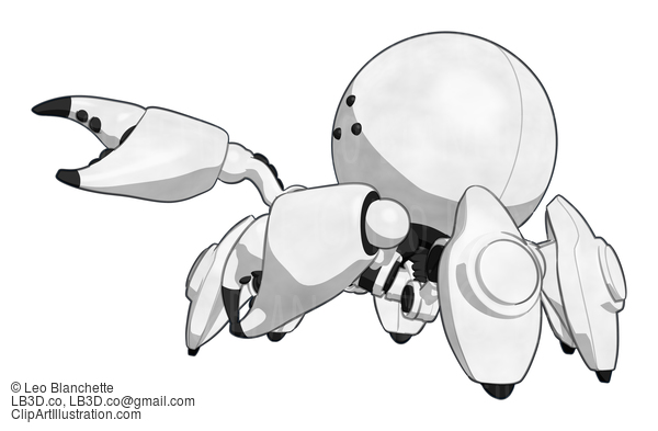 Robotics Mascot Crab Pointing With His Claws Toward The Right Or Left Of Your Design. #15902