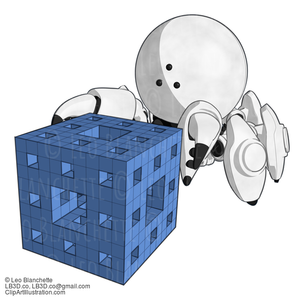 Robotics Mascot Crab Interacting With Assembled Cube Array #15905