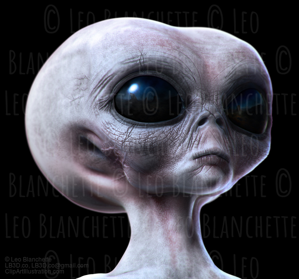 Grey Alien Isolated On Black. #41