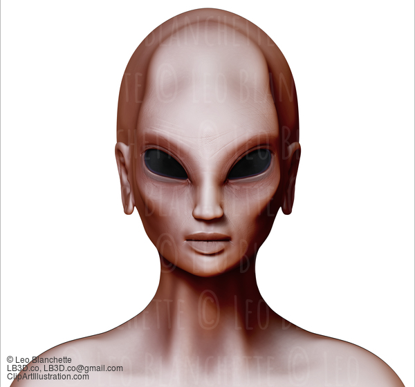 Hybrid Alien Woman Facing Forward Isolated On White #18