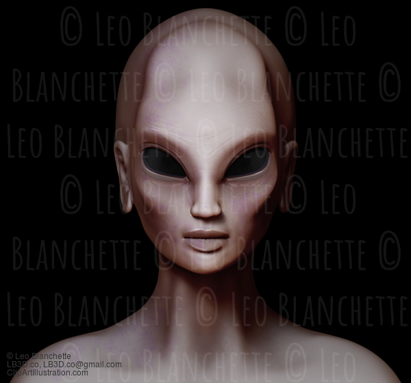 Hybrid Alien Woman Facing Forward Isolated On Black #23