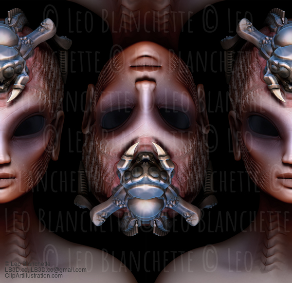 Hybrid Alien Woman Queen Pattern Strange Concept #24