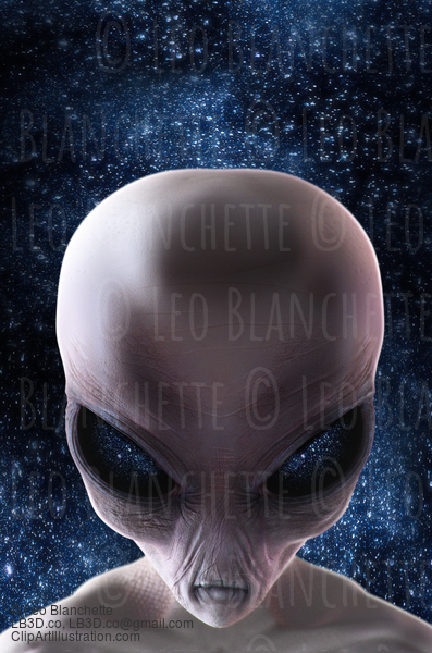 Grey Alien With Stars In Background. #28