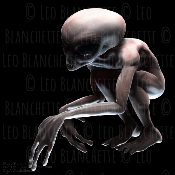 Grey Alien Crouching Or Hiding In The Dark #31