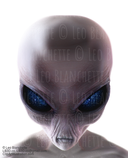 Grey Alien With Stars In His Eyes Facing Forward #35