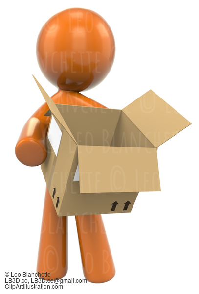 3D Orange Man Carrying Box #23127