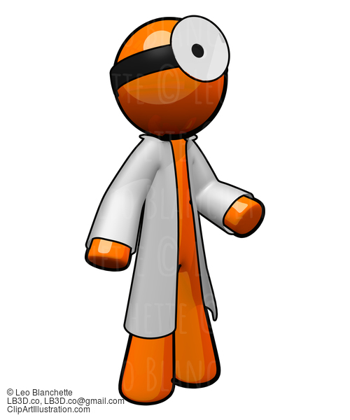 3D Orange Man Doctor With Lab Coat And Mirror #23130