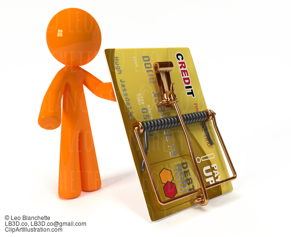 Orange Man Illustrating Credit Danger Via Credit Mouse Trap #23134