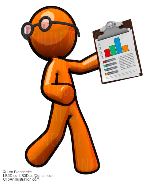 Orange Business Man Holding Bar Graph #23138