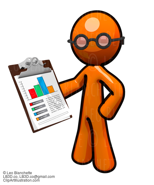 Orange Business Man Holding Bar Graph #23149