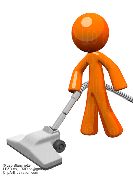 Orange Man Vacuuming 3D Render #23164