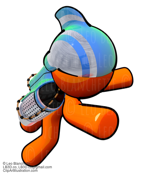 3D Orange Man Rocketeer Hero #23168