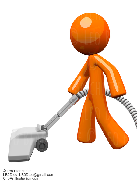 Orange Man Vacuuming 3D Render #23169