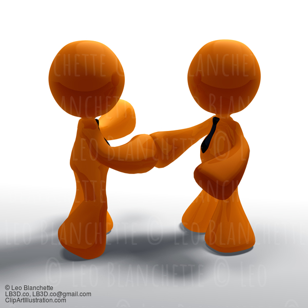 Orange Men Shaking Hands #23171