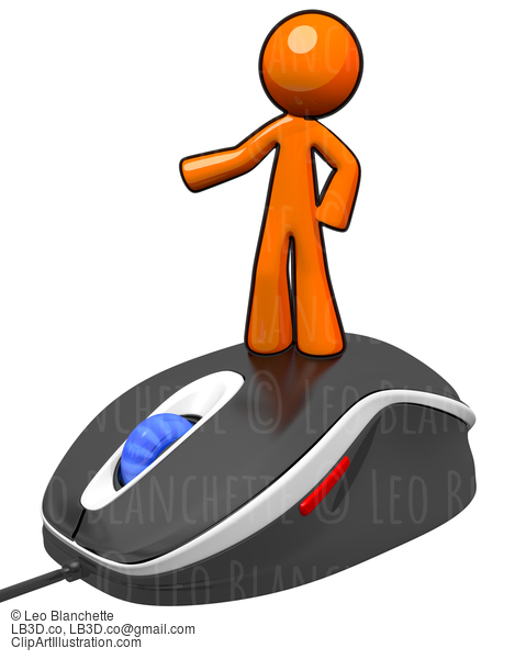 3D Orange Man Standing On Mouse Presenting #23176