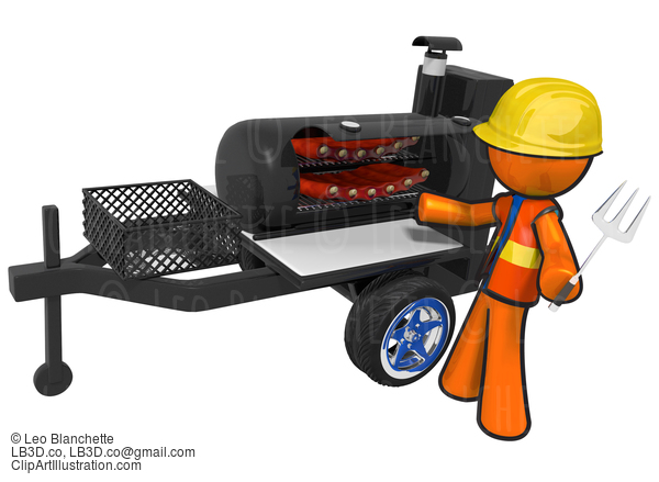 Contractor With Bbq Smoker Mobile Grill #23180