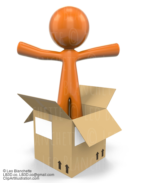 3D Orange Man Popping Out Of A Box #23182