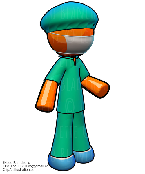 3D  Orange Man Doctor Surgeon Wearing Scrubs #23186