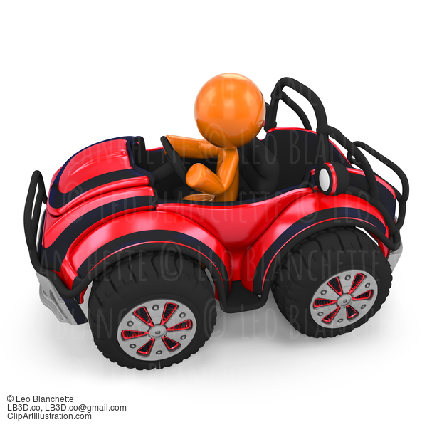 3D Orange Man In Dune Buggy #23197