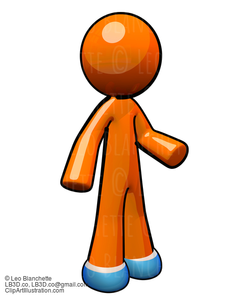 3D Orange Man Wearing Protective Shoe Covers. #23199