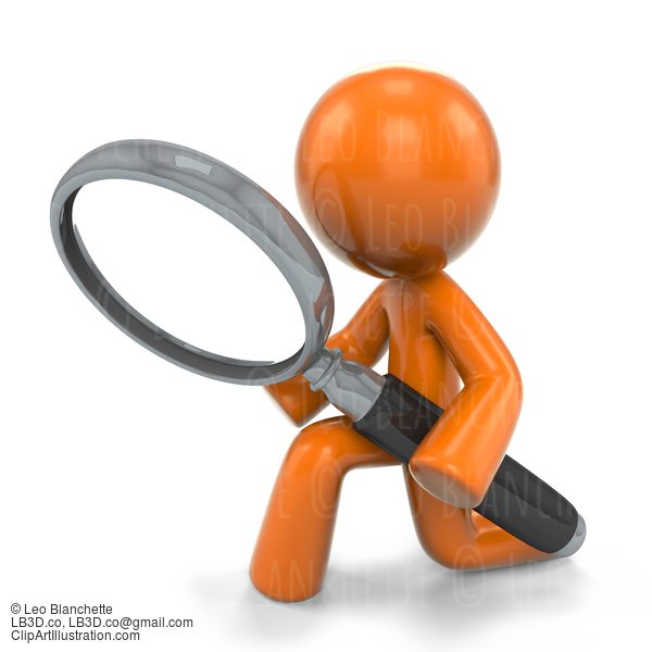 3D Orange Man Magnifying Glass #23201