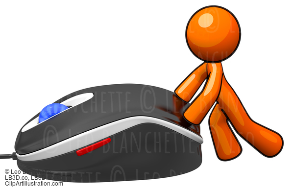 3D Orange Man Pushing Mouse #23211