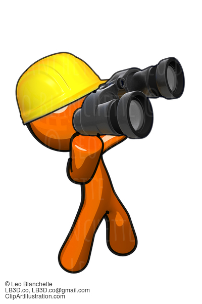 Orange Man With Hard Hat And Binoculars #23219