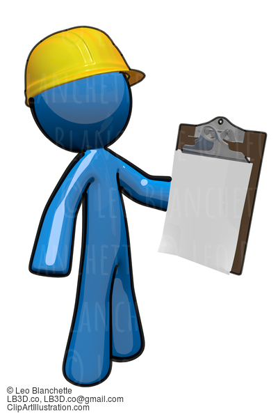 3D Blue Man With Clipboard, A Supervisor #23345