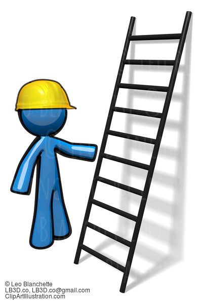 3D Blue Man With Ladder #23346