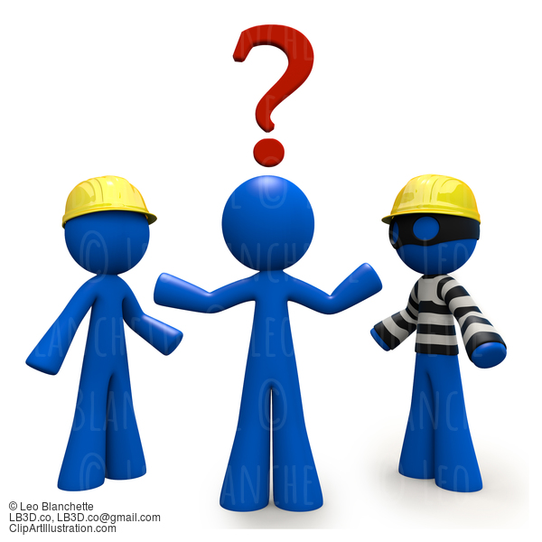 3D Blue Man With Question Mark, Contractor Decision #23352