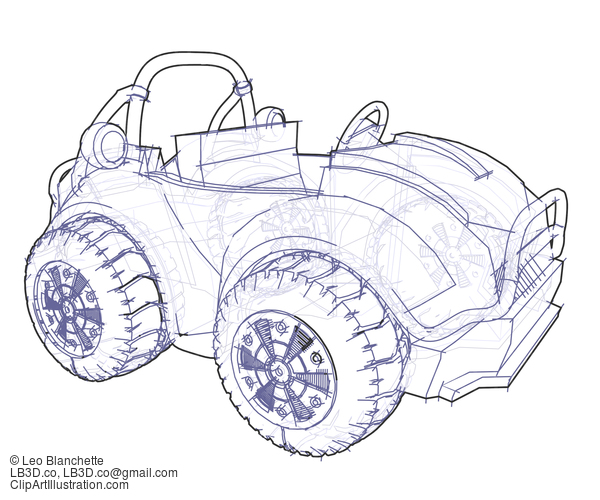 Technical Drawing Of An Off Road Vehicle. #23227