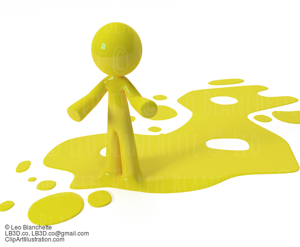 Yellow Paint Person Character Emerging From Puddle #23238