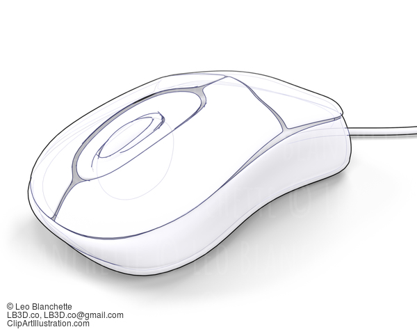 Technical Drawing Computer Mouse #23241